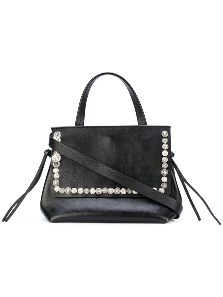 P.a.r.o.s.h. Tote Bag With Button Embellished Trim - Black