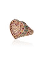 Carolina Bucci Florentine Diamond Ruby Sapphire 18k Gold Heart Ring