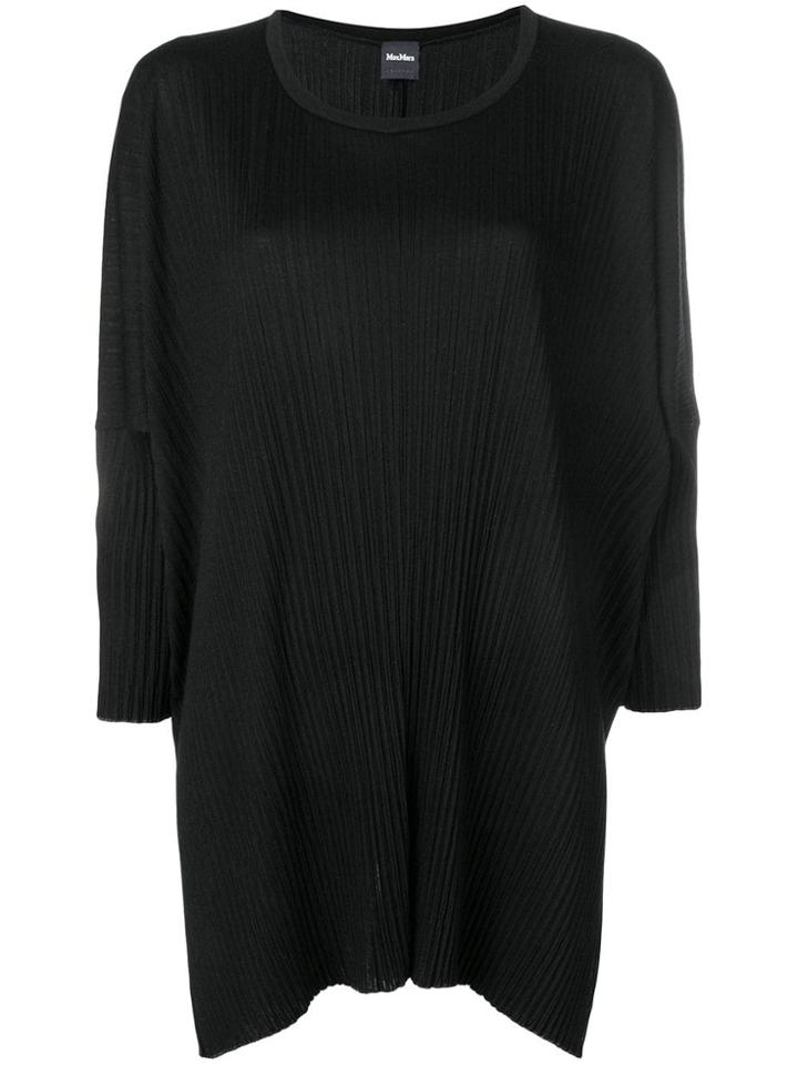 Max Mara Asymmetric Plissé Jersey Top - Black