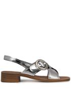 Prada Cross Strap Sandals - Silver