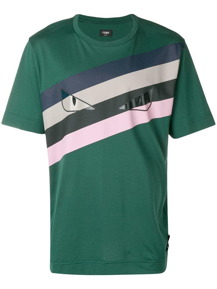 Fendi Striped Eyes T-shirt - Green