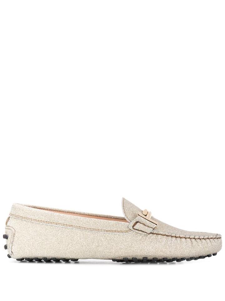 Tod's Horsebit Buckle Slippers - Gold