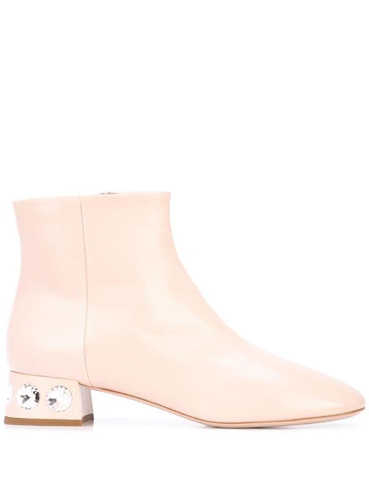 Miu Miu Crystal-embellished Ankle Boots - Neutrals