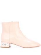 Miu Miu Crystal-embellished Ankle Boots - Neutrals