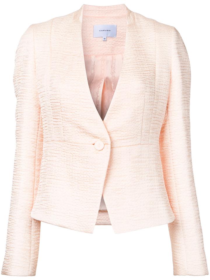 Carven - Textured Fitted Jacket - Women - Polyester - 42, Pink/purple, Polyester