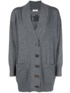 Brunello Cucinelli Oversized Slogan Back Cardigan - Grey