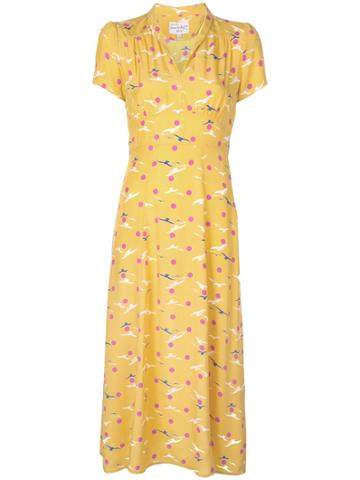Hvn Seagull Print Dress - Yellow