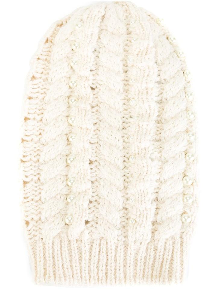 Ermanno Scervino Embellished Beanie, Women's, Nude/neutrals, Alpaca/enamel/glass