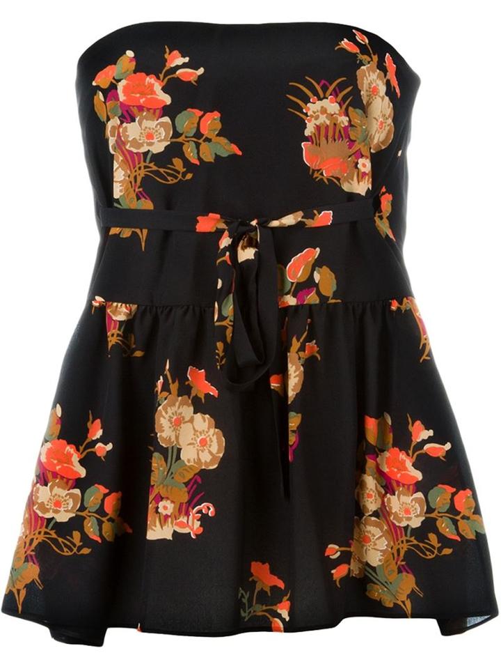 Valentino Floral Strapless Top