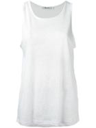 T By Alexander Wang Scoop Neck Tank Top, Women's, Size: S, White, Linen/flax/silk