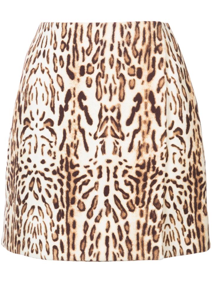 Adam Lippes Ocelot Printed Wrap Mini Skirt - Nude & Neutrals