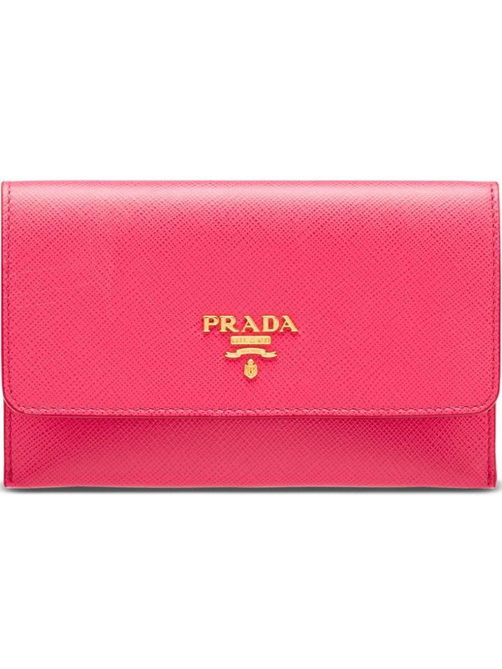 Prada Logo Cardholder Wallet - Pink