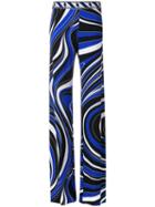 Emilio Pucci - Abstract Print High-waisted Trousers - Women - Spandex/elastane/viscose - 42, Blue, Spandex/elastane/viscose