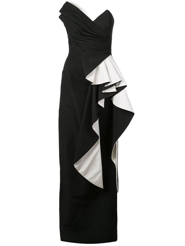 Rubin Singer Side Peplum Evening Dress - Black