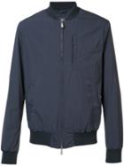 Eleventy Zipped Bomber Jacket, Men's, Size: Large, Blue, Cotton/polyamide/cupro