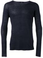 Roberto Collina Fine Knit Jumper, Men's, Size: 48, Blue, Linen/flax