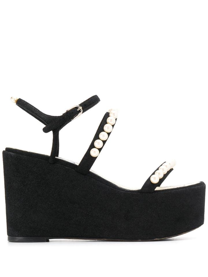 Chanel Vintage 2000's Embellished Sandals - Black