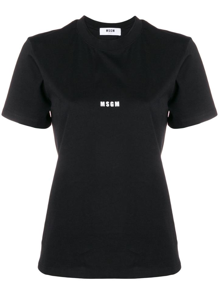 Msgm Cropped Logo T-shirt - Black