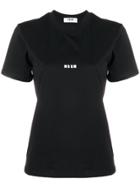 Msgm Cropped Logo T-shirt - Black