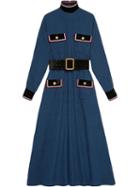 Gucci Cotton Dress With Velvet Details - Blue
