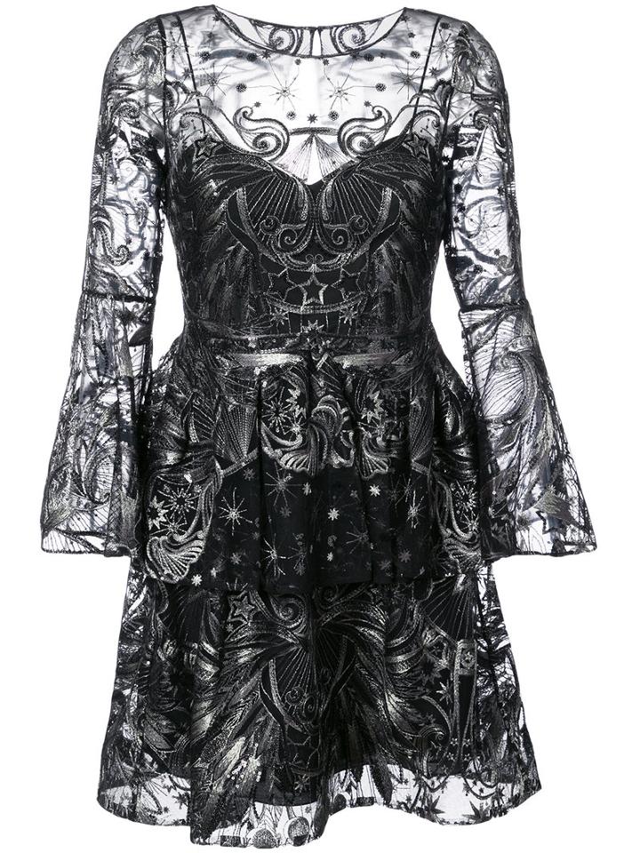 Marchesa Notte - Sequin Embroidered Tulle Dress - Women - Nylon/sequin - 16, Black, Nylon/sequin