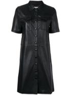 Stand Natalia Lambskin Shirt Dress - Black