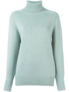 Chloé Ribbed Roll Neck Jumper, Women's, Size: Small, Blue, Cashmere