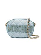 Moschino Quilted Nylon Oval Crossbody Bag - Blue