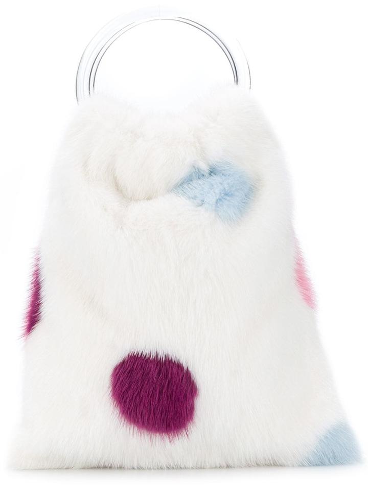 Simonetta Ravizza Small Furrissima Polka Dot Tote - White