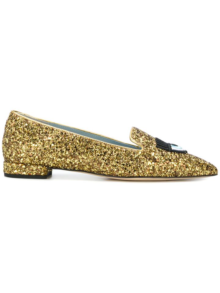 Chiara Ferragni Logomania Loafers - Metallic