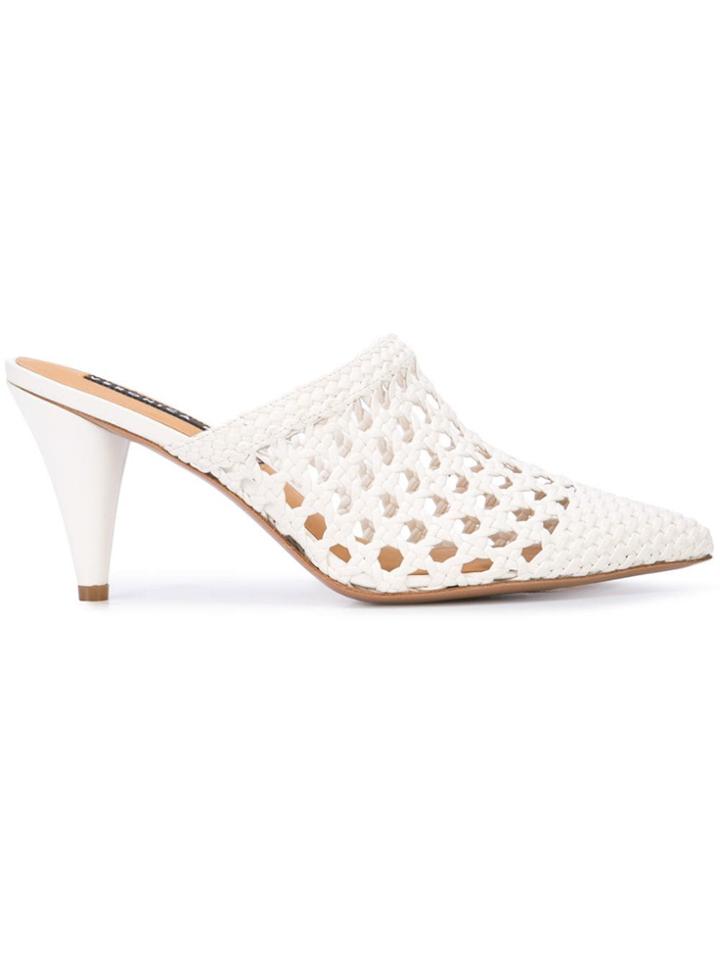 Veronica Beard Crochet Design Mules - White