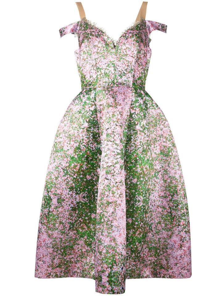 Natasha Zinko - Floral Off-the-shoulder Dress - Women - Nylon/polyester - 40, Pink/purple, Nylon/polyester