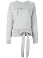Msgm Waist-tie Sweatshirt, Women's, Size: M, Grey, Cotton