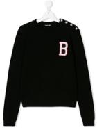 Balmain Kids Button Detail Varsity Sweatshirt - Black