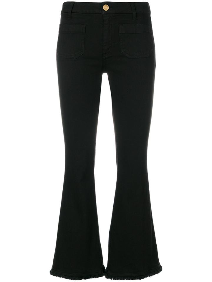 The Seafarer Flared Raw Edge Cropped Jeans - Black