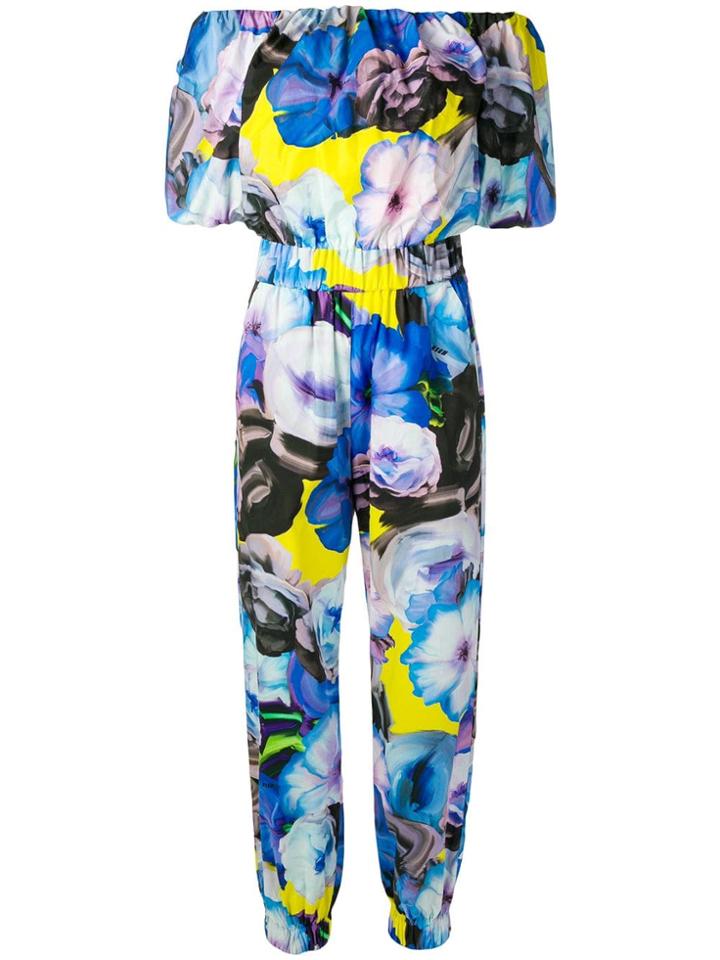 Msgm Floral Print Jumpsuit - Blue