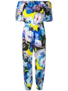Msgm Floral Print Jumpsuit - Blue