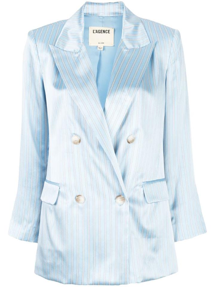 L'agence Satin Striped Blazer - Blue