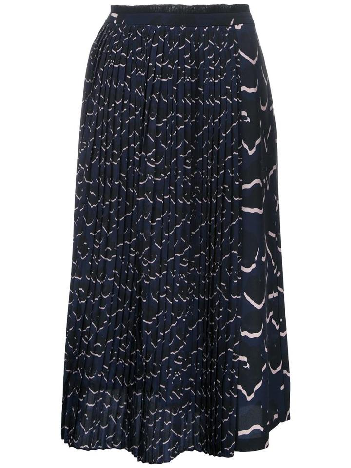 Markus Lupfer Printed Pleat Skirt, Women's, Size: Xs, Blue, Polyester