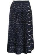 Markus Lupfer Printed Pleat Skirt, Women's, Size: Xs, Blue, Polyester
