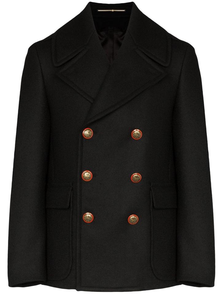 Givenchy Double-breasted Long-sleeve Coat - Black