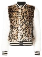 Mother Leopard Print Faux Fur Bomber Jacket - Multicolour