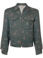 Fake Alpha Vintage Patterned Rockabilly Jacket - Grey