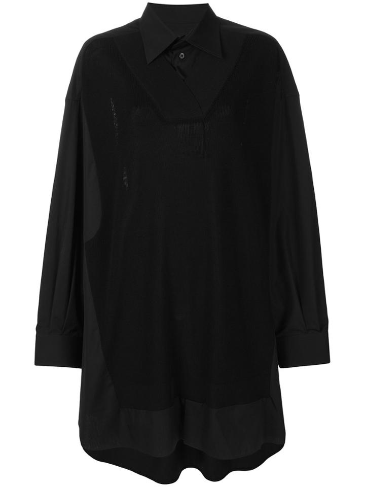 Maison Margiela Knitted Panel Oversized Shirt Dress - Black