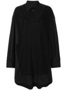 Maison Margiela Knitted Panel Oversized Shirt Dress - Black