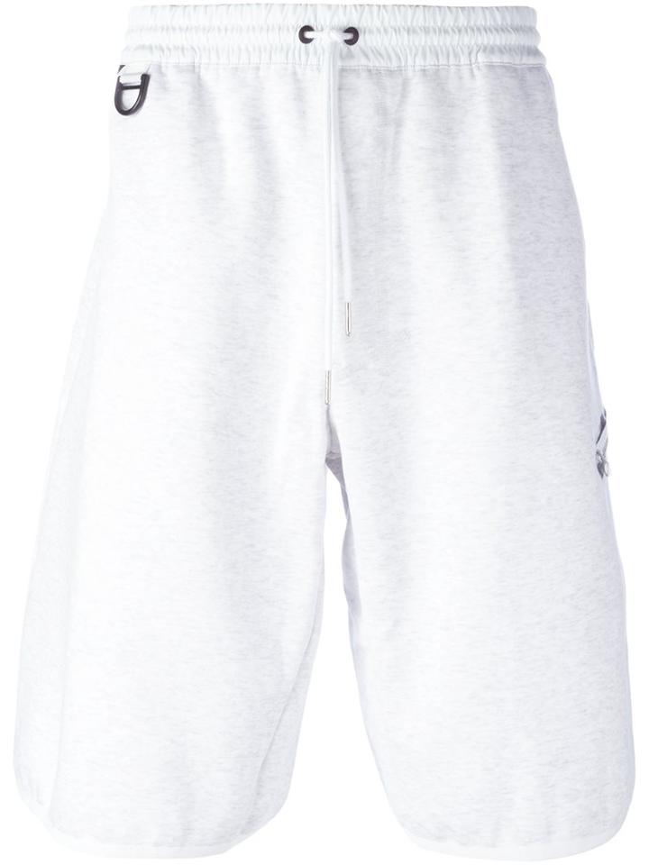 Y-3 Knee Length Drawstring Shorts, Men's, Size: Large, White, Cotton/polyester
