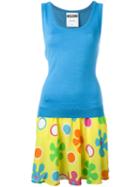 Moschino Flower Power Dress, Women's, Size: 48, Blue, Silk/virgin Wool
