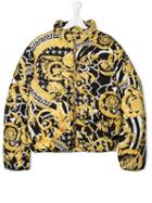 Young Versace Baroque Print Padded Jacket - Black