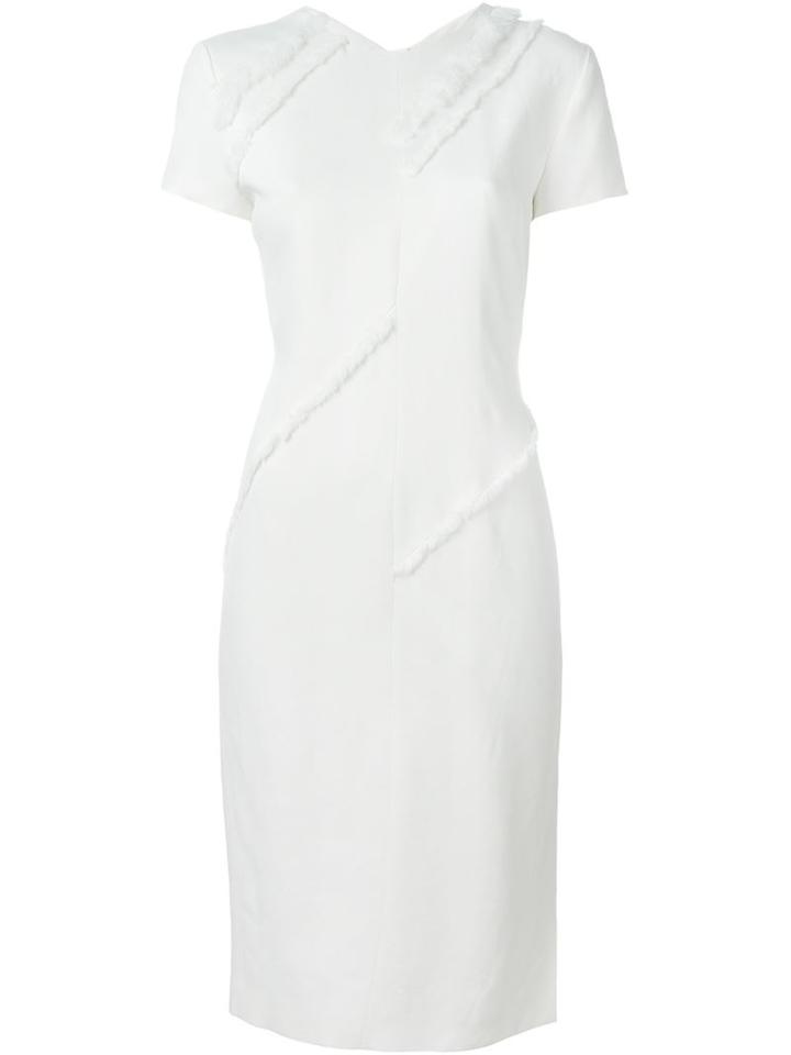 Altuzarra Frayed Fitted Dress, Women's, Size: 40, White, Viscose/linen/flax/spandex/elastane/polyester