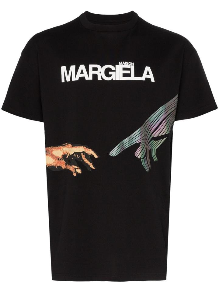 Maison Margiela Hands Print Logo Cotton T-shirt - Black